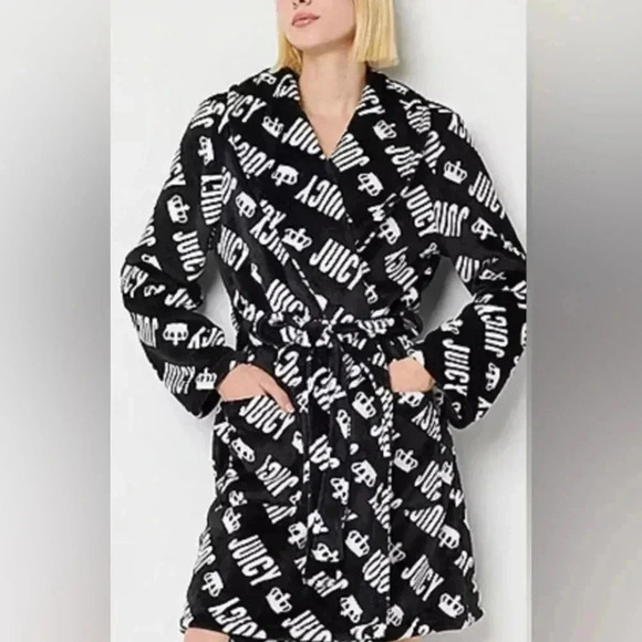 NEW  JUICY COUTURE PLUSH LOGO ROBE L/XL - Picture 1 of 4